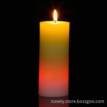 LED Cylinder Candle, Real Smokeless Wax Candles Really Change Colors when Lit